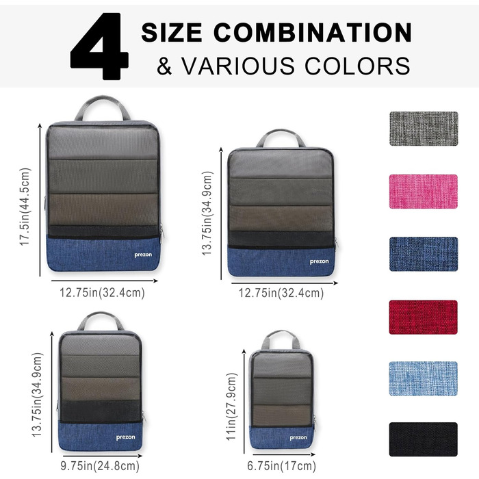 Набір компресійних органайзерів для подорожей Packing Cubes для валізи та рюкзака, 4 шт, темно-синій