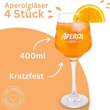 Набір келихів Maxito Original Aperol Spritz, 4 шт. - сучасний дизайн, ідеальний подарунок для Aperol Spritz