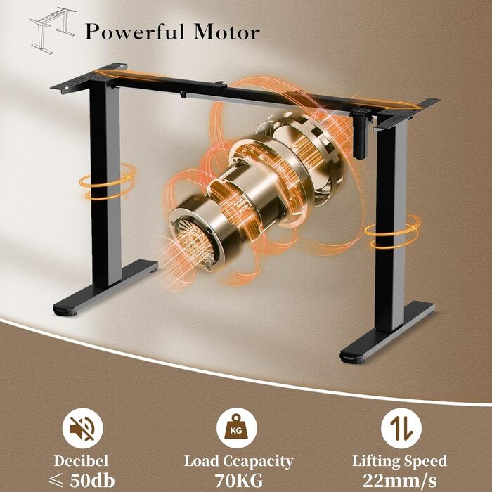 Електричний підйомний механізм для столу 2-рівневий з пам'яттю, чорний, для стоячого робочого місця