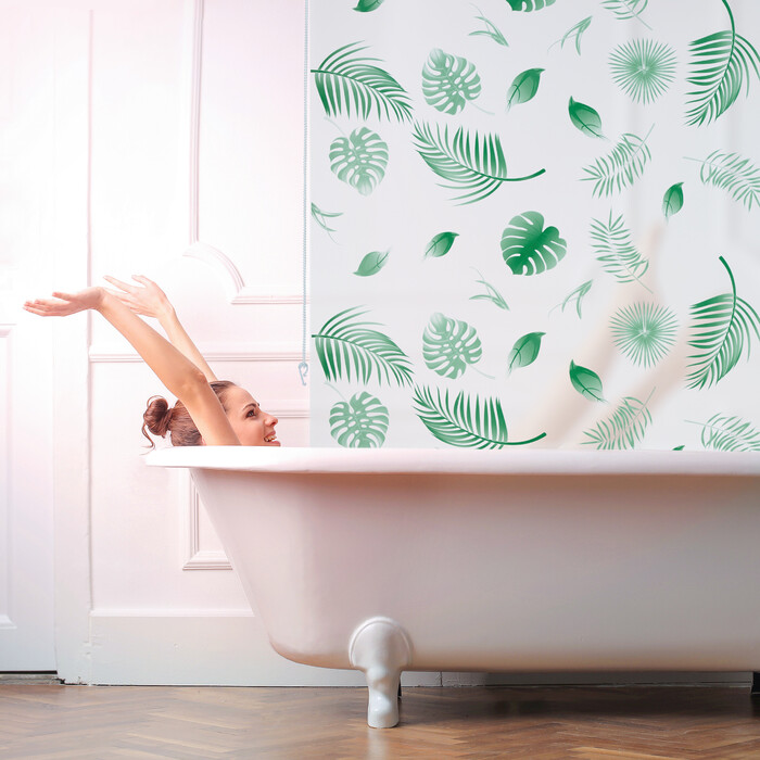 Рулонні штори для душу Relaxdays зелені листя