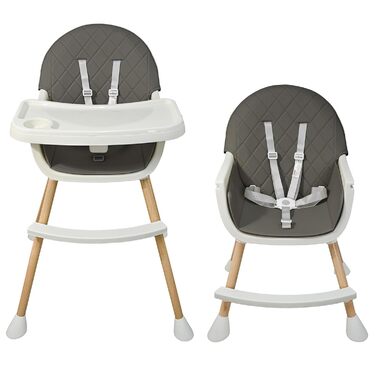 Дитячий стільчик Almar Baby 2-в-1 сірого кольору з м'яким сидінням та столиком для дітей 6-36 місяців