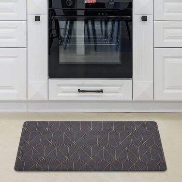 Домашній кухонний килимок Paco, кухонний килимок, кухонний килимок з ПВХ, нековзний килимок для кухні, килимок для підлоги різного малюнка, колір розмір (45x75 см, чорний 2)