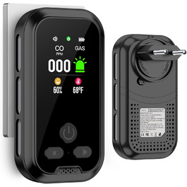 Датчик газу та CO з розеткою для дому: детектор CO та газу, газовий детектор для будинку, виявлення витоку газу (природний газ, LPG, метан, пропан, бутан), білий, HD11-CG-NEW