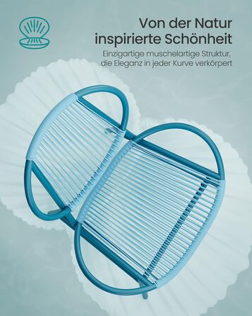 Набір садових меблів SONGMICS з ротангу (3 предмети): стіл та 2 крісла для тераси, саду, балкону, блакитний