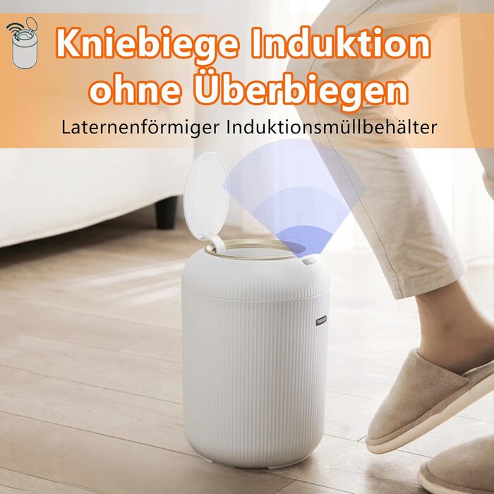 Автоматичний сміттєвий бак з сенсором 12L - Білий сміттєвий бак з датчиком для кухні, ванної кімнати, офісу та туалету. Безшумний, волого- та герметичний, з ніжками.