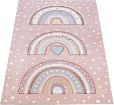 Дитячий килимок Heart Points Pink Cream Grey, 80x150 см (120 см Круглий)