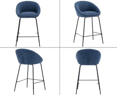 Набір барних стільців Chairus (2 шт.), сині: міцний металевий каркас, лінолеєве сидіння, для кухні/домашнього бару