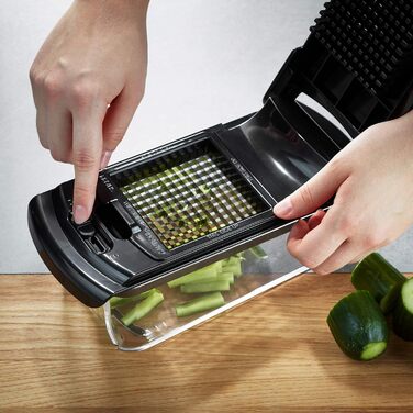 GEFU Треппо - багатофункціональний кухонний нарізчик для овочів, фруктів, сиру та салату (чорний)