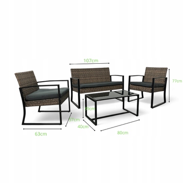 Комплект садових меблів NM-08 MTG, техноротанг, світло-коричневий