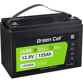 Акумуляторна батарея Green Cell LiFePO4 12 В, BMS, термін служби 10 років, для автофургону Караван Човен Сонячна батарея (125 Ач)