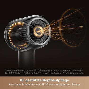 Фен для волосся MOVA Shine 20 з дифузором, високошвидкісним двигуном та плазмовим доглядом, NTC-контролем температури, Gold