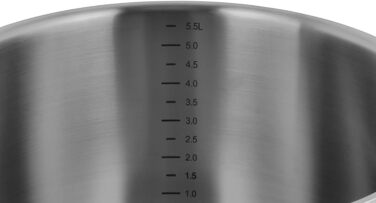 Індукційна каструля MEISTERKOCH 24 см, нержавіюча сталь, скляна кришка бортик 13,5 см, об'єм 5,5 л можна мити в посудомийній машині та ставити на плиту