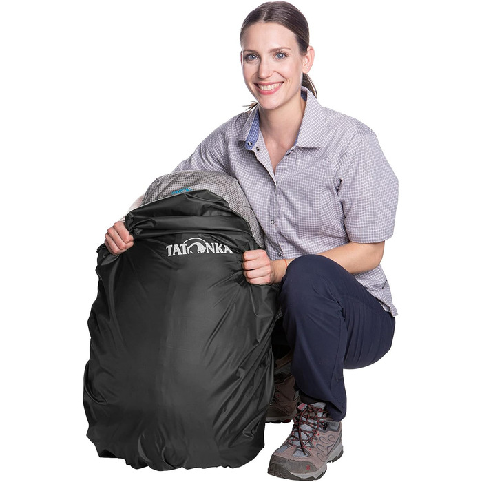 Рюкзак Дощовик Tatonka Rain Cover 40-55 - Легкий, водонепроникний дощовик для трекінгових рюкзаків, туристичних рюкзаків, дорожніх рюкзаків і т.д. об'ємом від 40 до 55 літрів -Включаючи сумку для зберігання 40 - 55 л Чорний