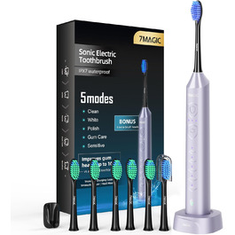 Електрична звукова зубна щітка Ritter з 5 режимами, 40000 VPM, IPX7, акумулятор 90 днів, таймер, блакитна