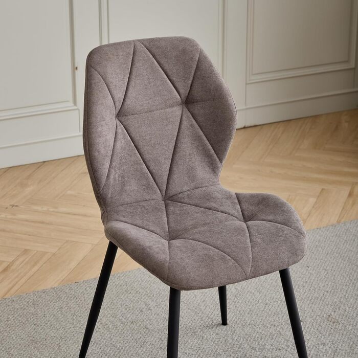 Набір обіднього столу GrandCA HOME: круглий стіл 100 см та 4 сучасні лінові стільці, для вітальні, кухні, їдальні. Колір: темно-сірий + коричневий (під мармур)