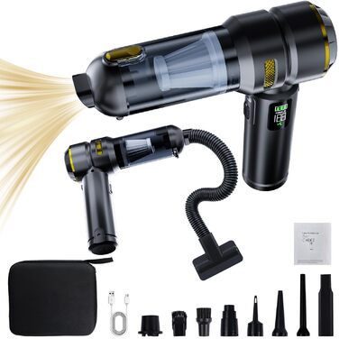 Акумуляторний ручний пилосос HOVIN для авто та дому, потужність 24000 Па, 3 режими роботи, бездротовий, чорно-золотий