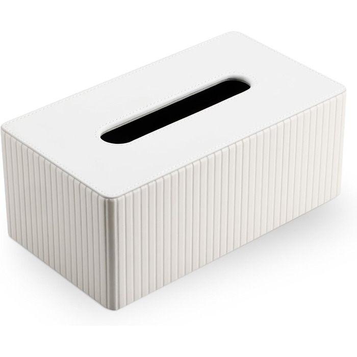 Коробка для серветок KINGFOM з PU шкіри, біла, прямокутна - для вітальні, ванної кімнати та офісу