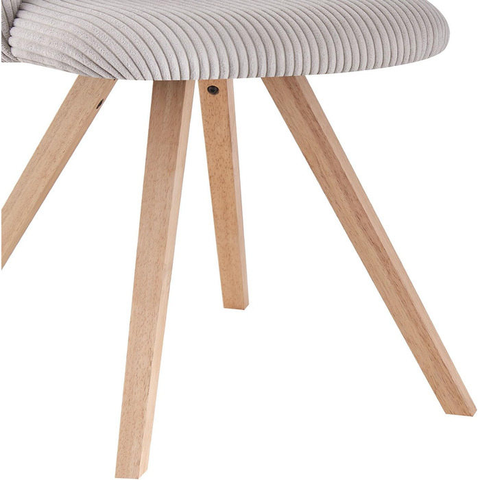 Набір з 2 стільців для їдальні B&D home® Vicky – оббивка з тканини Cord, сірий колір, ергономічна спинка, дерев'яні ніжки, дизайн модерн-кантрі для кухні, їдальні та вітальні