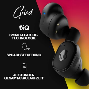 Бездротові навушники-вкладиші Skullcandy Grind, 40 годин батареї, Skull-iQ, Alexa, Micro, сумісні з iPhone/Android