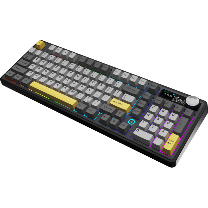 Бездротова механічна клавіатура Ajazz AK980 V2 Gift Switch V2 Black Grey Yellow (AK980-V2-G-BGY)