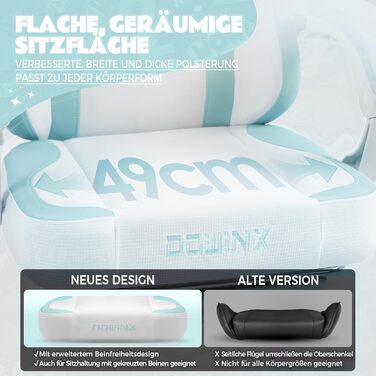 Ігровий крісло Dowinx з підніжкою, комфортний ігровий сідло для ПК, рожево-білий, для дорослих