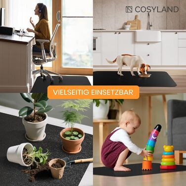Килимок під офісний стілець COSYLAND, 120 x 150 см. Захист для підлоги, антиковзаючі, легко миються. Підходить для твердих підлог, ламінату, паркету (Чорний)