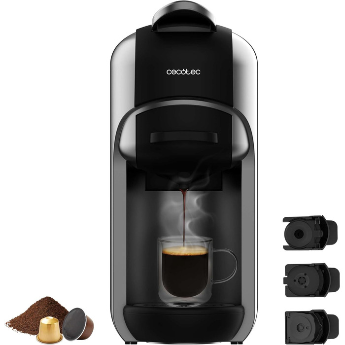 Кавомашина Cecotec Freestyle Compact Black - 1350W, 20 Bar, 4-в-1, Thermoblock, Forcearoma, для кави, Dolce Gusto, Nespresso, K-Fee (600ml)