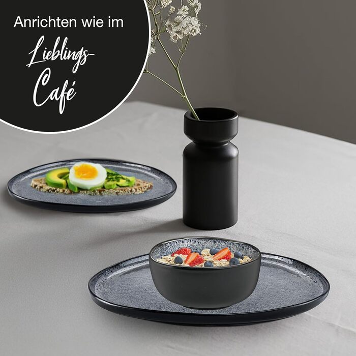 Набір органічних мюслі-мисок Moritz & Moritz (6 шт.), сірий колір, кераміка, 500 мл, сучасний дизайн, стійкий до миття в посудомийній машині