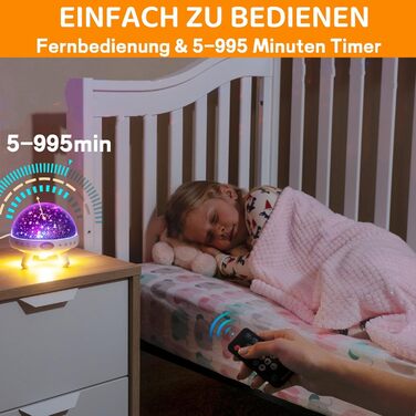 Дитячий нічник-проектор «Зоряне небо» з пультом керування, таймером та 29 мелодіями, білий