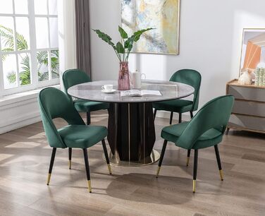 Набір з 2 м'яких крісел з велюру для вітальні та кухні. Сучасний дизайн, без підлокітників, металеві ніжки. 2 шт. (4 шт., зелений)