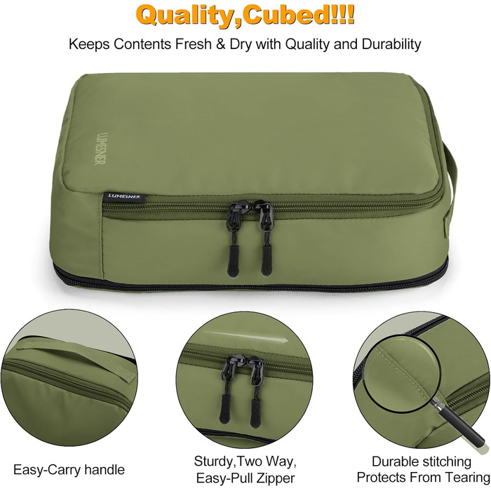 Набір органайзерів для валізи 8 шт, дорожні сумки-пакувальники з косметичкою, Army Green