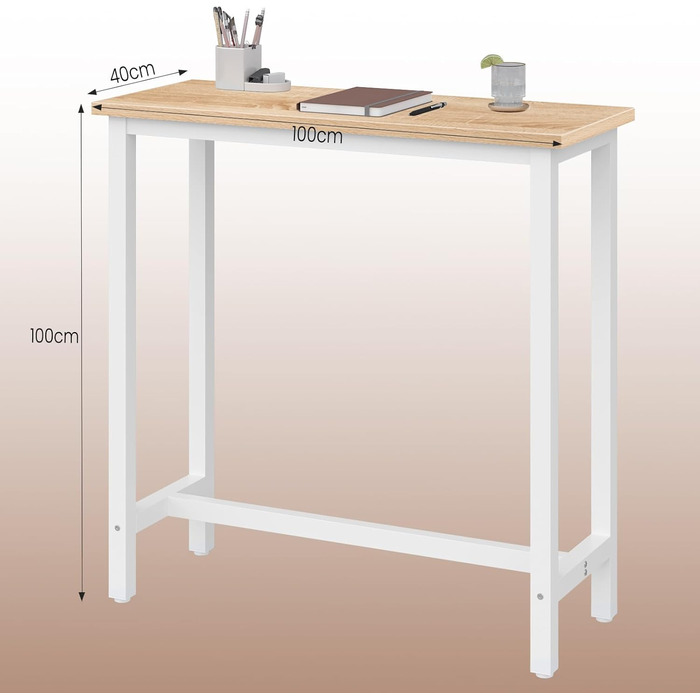 Набір барних стільців WOLTU: стіл та 2 стільці з металу та дерева (100x40x100 см, світлий дуб)