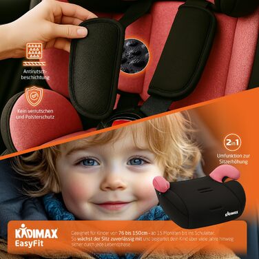 Автокрісло i-Size 9-36 кг, 15 місяців - 12 років, група 1/2/3, ECE R129/03, регульована підголовник (Рожевий)