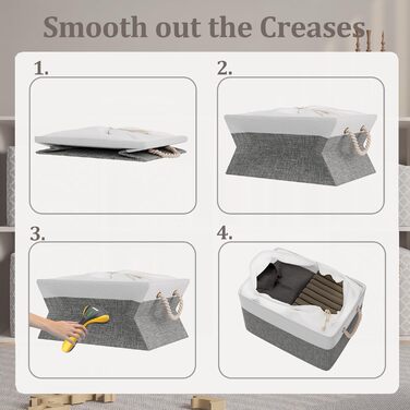 OUTBROS Коробки для зберігання (3 шт.) 33x23x20 см, тканинні, з шнурком та ручкою, складні, сірий/білий