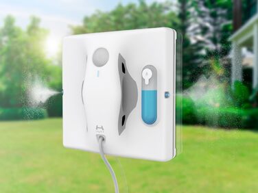 Робот для миття вікон Hutt W8 з пультом дистанційного керування | 2-фазне розпилення, 3800Pa всмоктування | 80 мл бак, розпізнавання країв | Для скла, плитки, дзеркал (4 серветки для миття, страхувальний трос в комплекті)