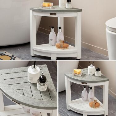 Крісло для душу Eck-Duschhocker, водонепроникне, з полівуд, для ванної кімнати, біле (білий+сірий)