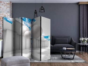 Ширма Murando з 3D ефектом, абстрактний дизайн, сірий/білий, 225x172 см, 5 частин