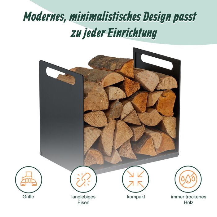 Стильна металева полиця для дров Relaxdays