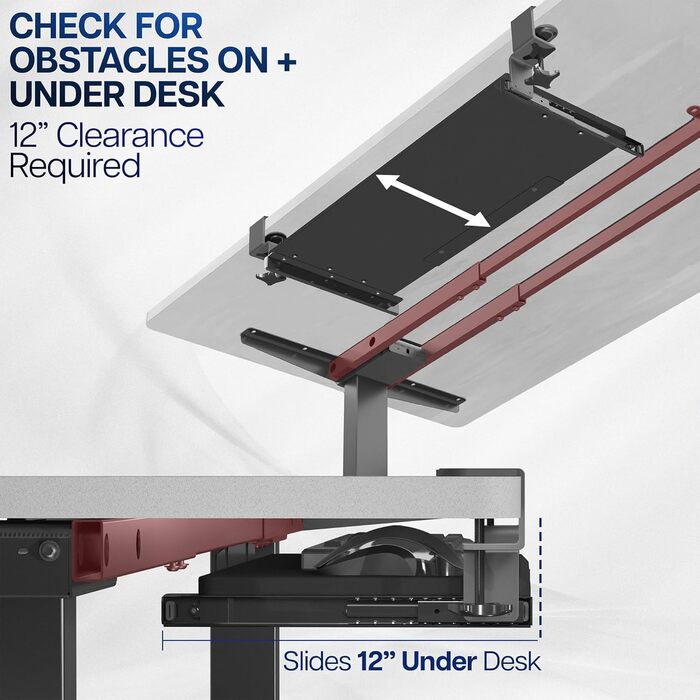 Висувна платформа для клавіатури VIVO, 27 x 11 дюймів (біла), кріплення на струбцині, MOUNT-KB05W