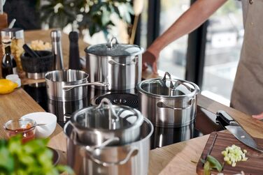 Набір каструль ZWILLING Essence 5 предметів з кришкою з термостійкого скла, індукційне дно, не покриті, нержавіюча сталь, сріблясті