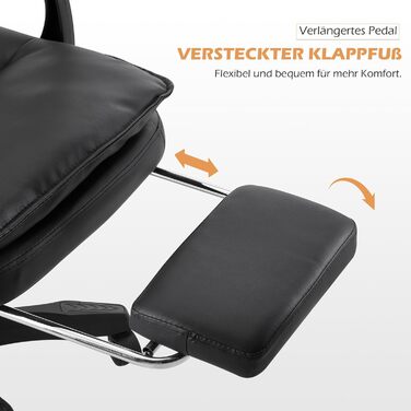 Офісний крісло TUKAILAI: ергономічне, з регулюванням висоти, підлокітники, підставка для ніг, чорне