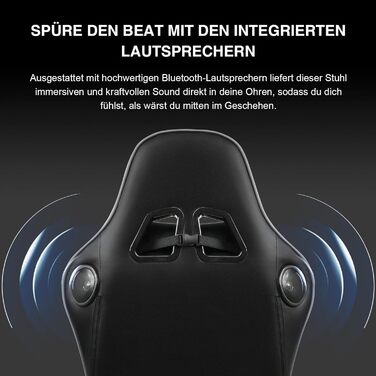 Ігровий крісло GTPLAYER з підніжкою, динаміками та Bluetooth, чорно-сірий офісний/комп'ютерний стілець для дому та офісу