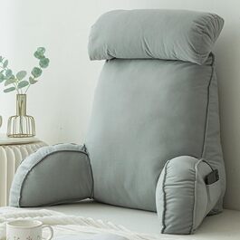 HAOYUES Лежанка для читання в ліжко та диван з підлокітниками та знімною подушкою для шиї. Подушка для читання, підтримка спини, ідеально для читання, роботи та ігор. Розмір: 75×40×55 см