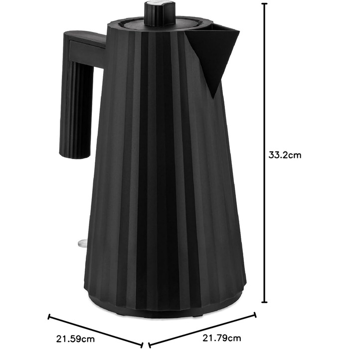 Електричний чайник Alessi Plissé MDL06 B, 1.7л, термопластик, чорний, 2400W, з європейським штекером