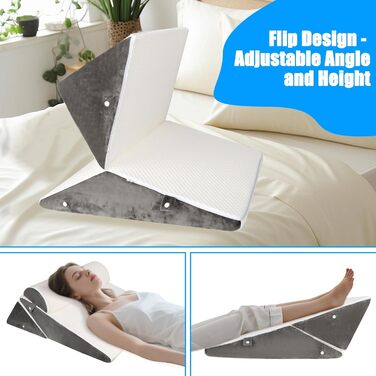 Регульована кліновидна подушка для ліжка та дивана, ортопедична подушка від рефлюксу та хропіння, підтримка спини та ніг, пінополіуретан