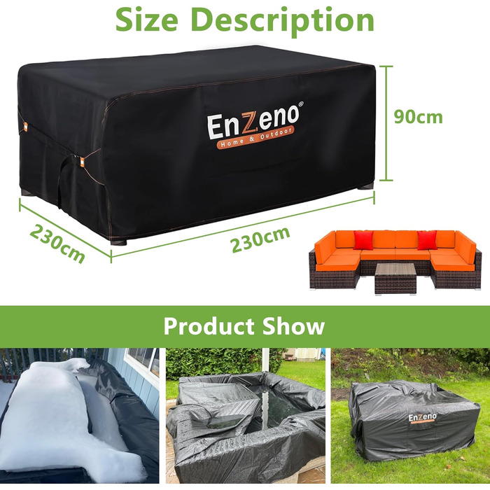 Водонепроникний чохол для садово-патіо меблів Enzeno, 250x210x90 см, для столу, лаунж-меблів, ротангу, меблевих наборів