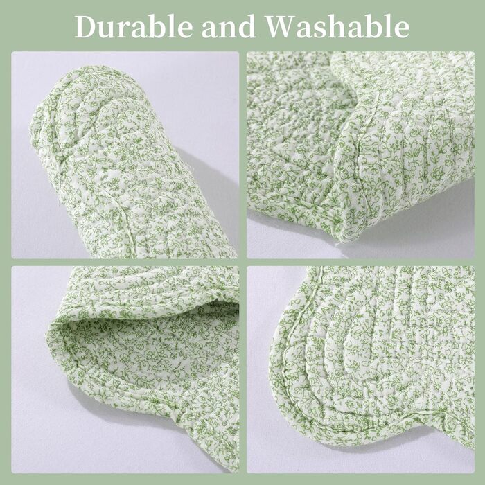 М'які підставки під тарілки MABOZOO, 100% бавовна, для кухні та обіднього столу, 6 шт. (білий, зелений з квітковим візерунком)
