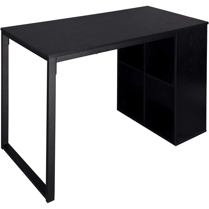 Письмовий стіл TSG26hei, 4 полиці, сталевий каркас, 120x60x75см, дерево, чорний