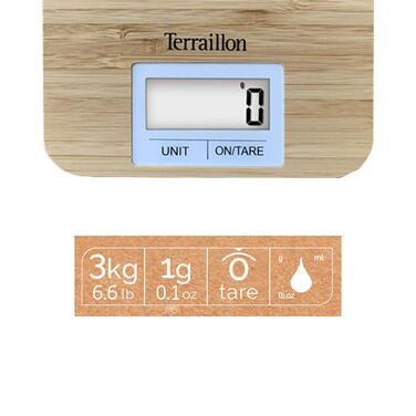 Кухонні ваги TERRAILLON з натурального бамбука тара, перетворення рідини, діапазон зважування до 3 кг модель Бамбук коричневий