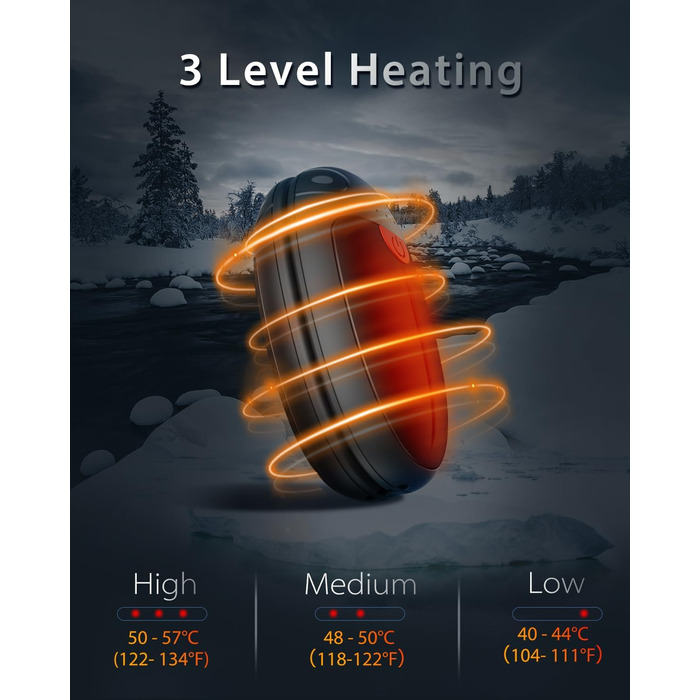 Електричні грілки для рук VTHW 2 шт. - перезаряджувані, USB, 20 годин тепла, 3 рівні температури, для спорту та артриту (Сірий)